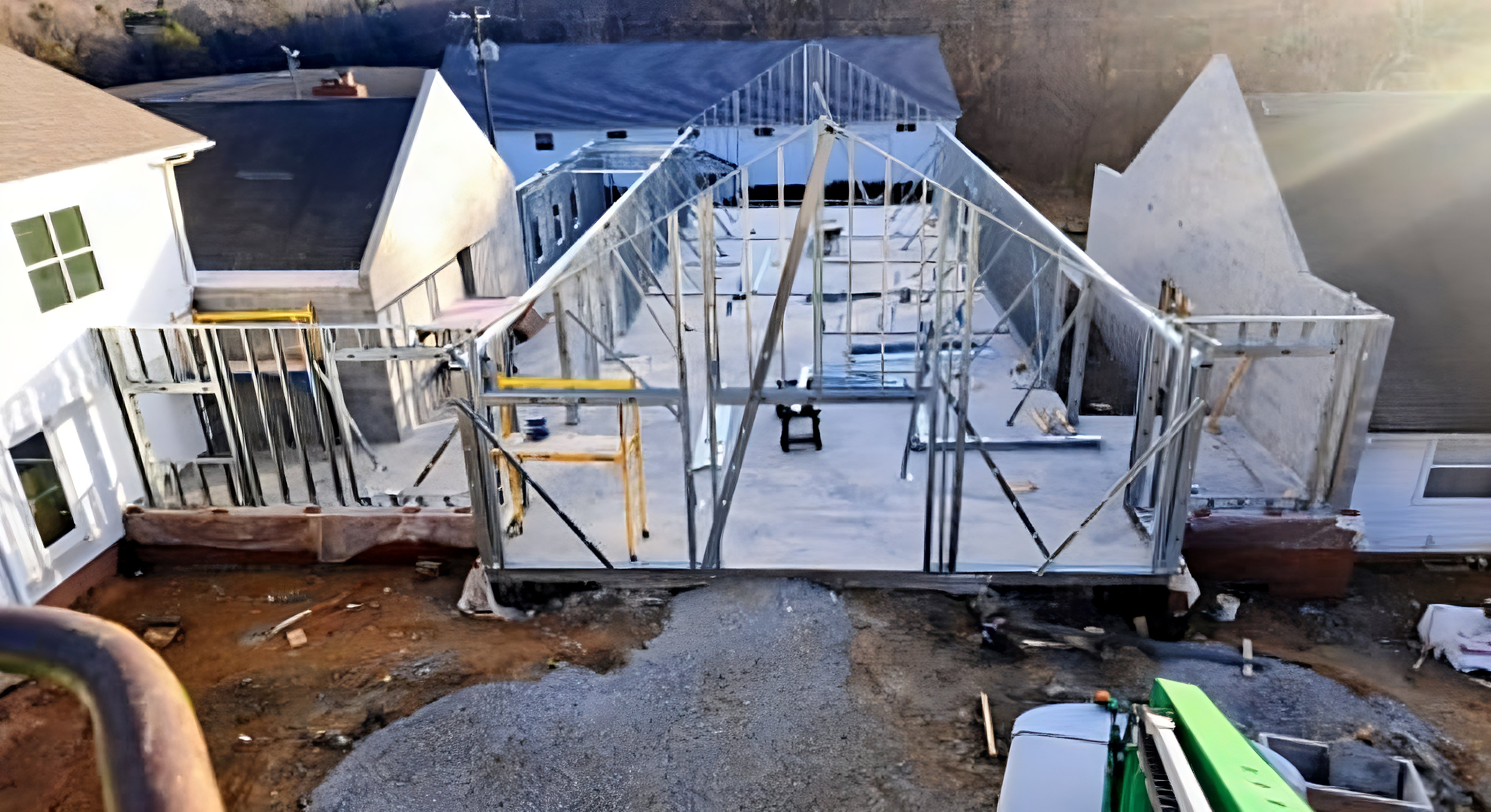 Phase 2 progress circa December 2025 connecting the Education Building and the Sanctuary